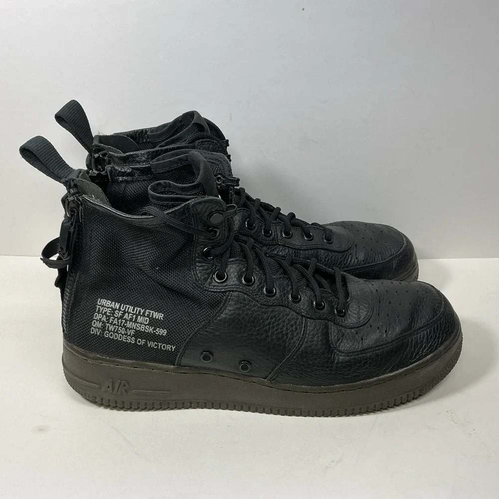 Nike SF Air Force 1 Mid Black Gum Sneakers Mens Sz 11 Basketball Shoes Leather